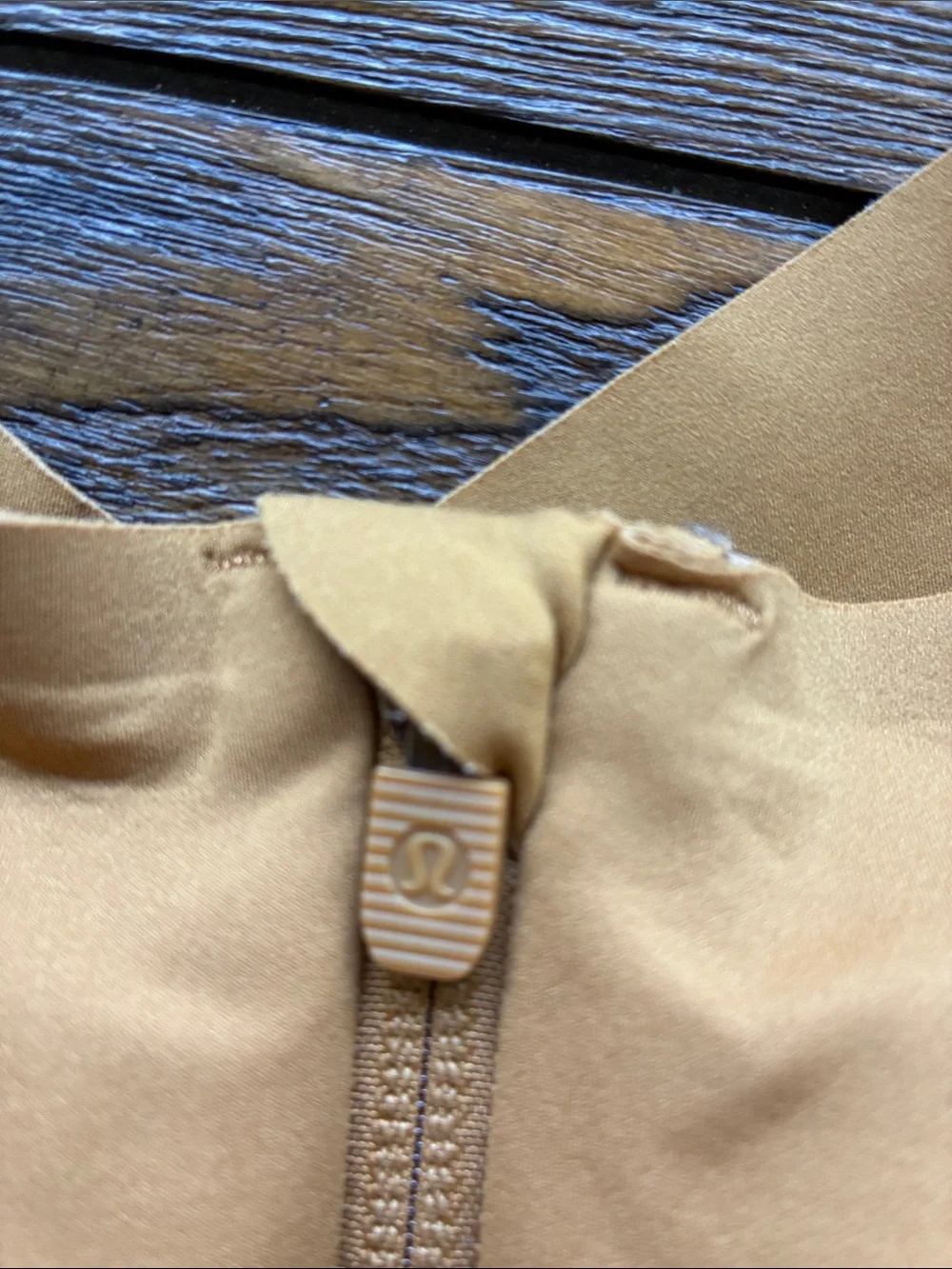 lululemon athletica Front-Zip Support Bra in Camel/Gold